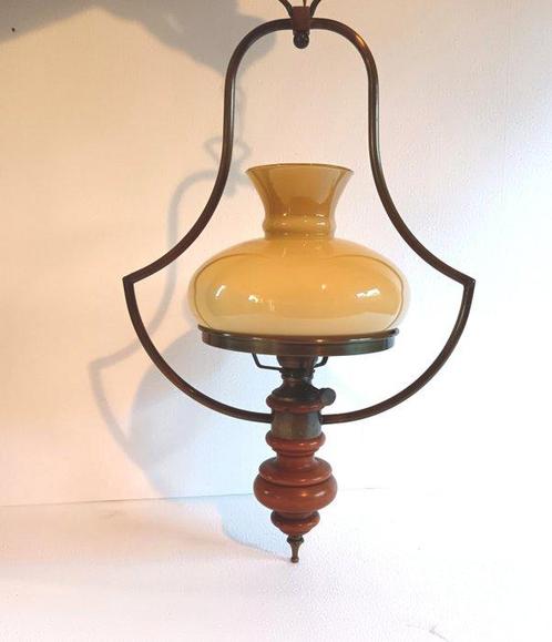 Lamp - Hout, IJzer, opaline - Opaal lamp, Antiek en Kunst, Curiosa en Brocante