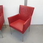 Set van 6 Bert Plantagie zorgstoel seniorenstoel rood leder, Vijf, Zes of meer stoelen, Leer, Gebruikt, Rood