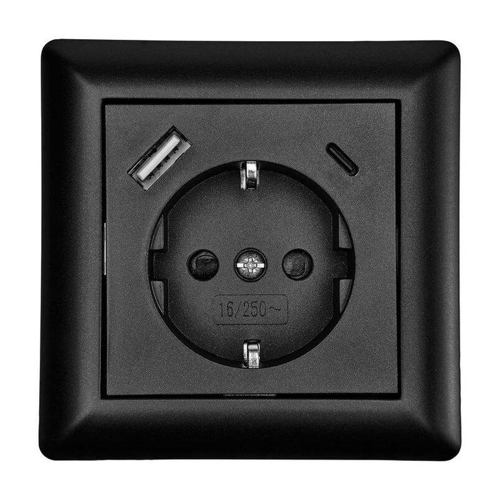 Ledmaxx Inbouw contactdoos zwart met 1x USB-A & 1x USB-C..., Huis en Inrichting, Lampen | Overige, Nieuw, Ophalen of Verzenden