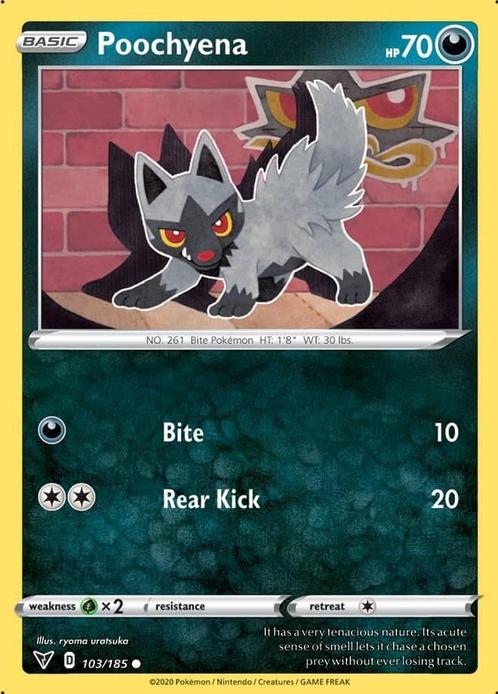 Poochyena 103/185 Vivid Voltage, Hobby en Vrije tijd, Verzamelkaartspellen | Pokémon, Losse kaart, Nieuw, Foil, Ophalen of Verzenden