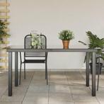 vidaXL Tuintafel 150x90x74 cm aluminium en glas zwart, Tuin en Terras, Verzenden, Nieuw