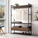 Kledingrek Isen 180x120x40 cm zwart en walnootkleurig [en.ca, Verzenden, Nieuw