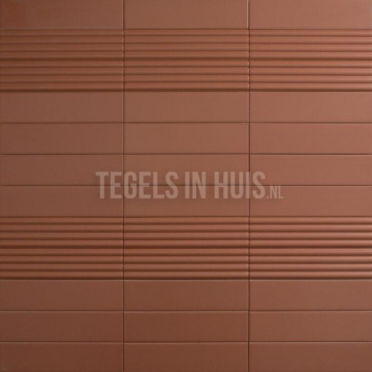 Wandtegel costa nova decor ribbel onda terracotta mat 5x20, Doe-het-zelf en Verbouw, Tegels, Wandtegels, Nieuw, 10 m² of meer