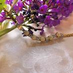 Gouden collier met vaste hanger van opaal en diamant; 0,2..., Gebruikt, Overige kleuren, Ophalen of Verzenden, Met edelsteen