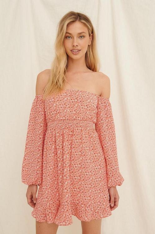 NA-KD Maat EU 40 Off Shoulder Smocked Recycled Mini Vrouwen, Kleding | Dames, Merkkleding | Jurken, Verzenden