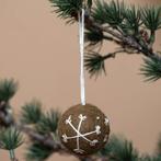 Kerstbal Vilt - Gingerbread Small - Geborduurde Sneeuwvlokke, Nieuw, Ophalen of Verzenden