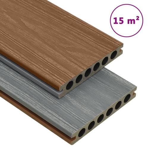 vidaXL Terrasplanken met accessoires 15 m² 4 m HKC bruin en, Doe-het-zelf en Verbouw, Vloerdelen en Plavuizen, Nieuw, Verzenden
