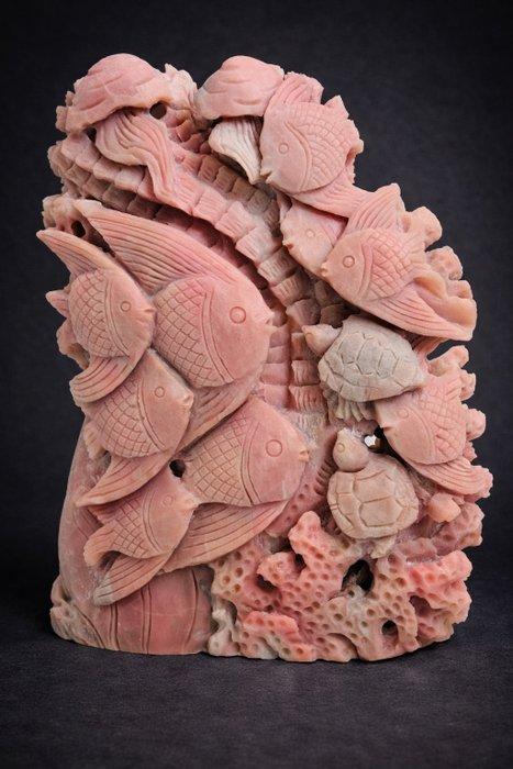 Topkwaliteit roze opaal beeldhouwkunst – Uniek verzamelstuk, Verzamelen, Mineralen en Fossielen