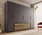 Meubella | Kledingkast grijs eiken 270x59x211 Garderobekast, Nieuw, Modern, 50 tot 75 cm, Verzenden