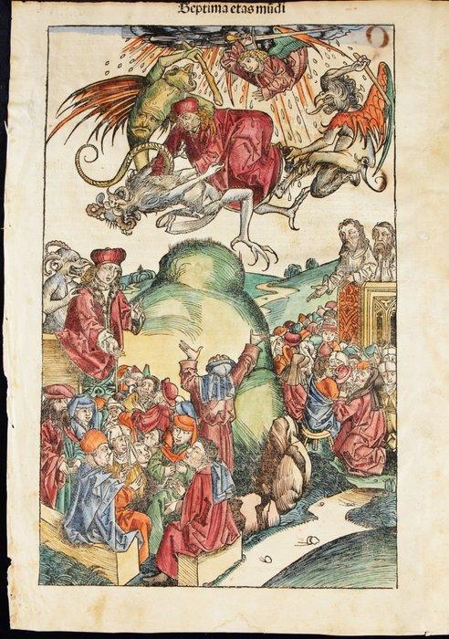 Wohlgemut Schedel - Septima etas mundi - 1493-1493, Antiek en Kunst, Antiek | Boeken en Bijbels