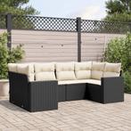 vidaXL 6-delige Loungeset met kussens poly rattan zwart, Tuin en Terras, Tuinsets en Loungesets, 6 zitplaatsen, Nieuw, Loungeset