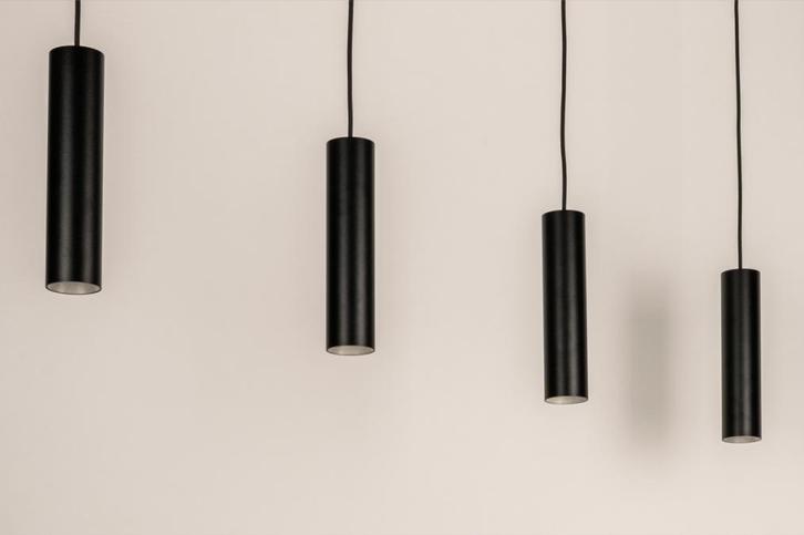 Rietveld Hanglampen - Zwart - Metaal, Aluminium, Huis en Inrichting, Lampen | Hanglampen, Verzenden
