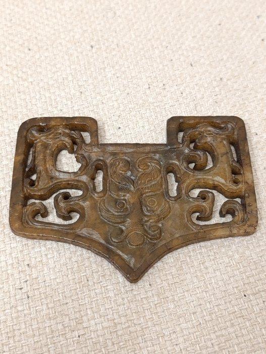 Zilver, Giada nefrite - Cameo - Chinese cameo uit het begin, Antiek en Kunst, Curiosa en Brocante