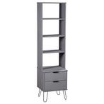 vidaXL Boekenkast New York massief grenenhout grijs, Minder dan 50 cm, Verzenden, Nieuw, 25 tot 50 cm