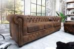 Chesterfield 3-zitsbank 205cm antiekbruin met knoopstiksel, Huis en Inrichting, Ophalen of Verzenden, Nieuw