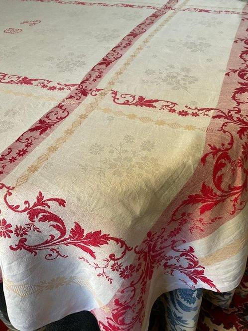 Vroege XXe-eeuwse Jacquard-weefsel, damast zijde en linnen, Antiek en Kunst, Antiek | Kleden en Textiel
