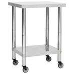 vidaXL Keukenwerktafel met wielen 60x45x85 cm roestvrij, Verzenden