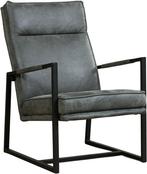 Donkergrijze leren design fauteuil |  donkergrijs leer | NIE, Huis en Inrichting, Fauteuils, Nieuw, Ophalen of Verzenden, Industrieel