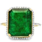 Ring - 14 karaat Geel goud - 6.22ct. tw. Smaragd - Diamant -, Nieuw