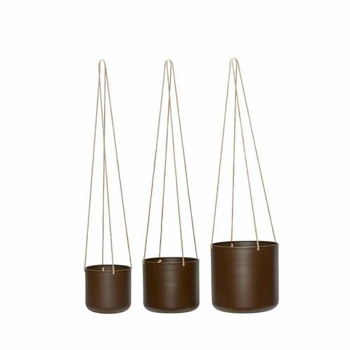 Hübsch Interior - Pot (3) - Grote bruine hangpotten voor, Antiek en Kunst, Kunst | Designobjecten
