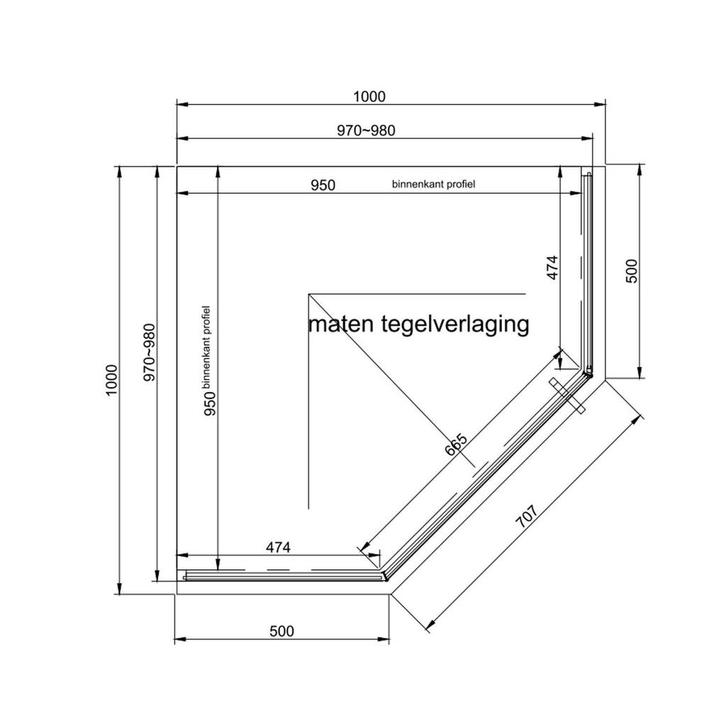 Aanbieding: Douchecabine Van Rijn ST04 Vijfhoek Helder incl., Doe-het-zelf en Verbouw, Sanitair, Ophalen of Verzenden
