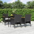 vidaXL 5-delige Tuinset met kussens zwart, Tuin en Terras, 4 zitplaatsen, Nieuw, Tuinset, Verzenden