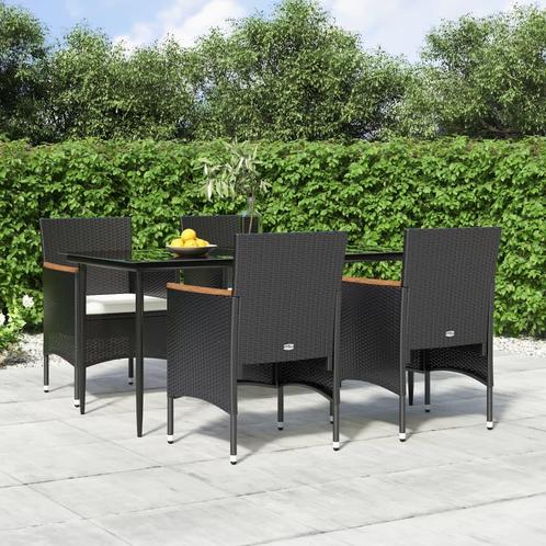 vidaXL 5-delige Tuinset met kussens zwart, Tuin en Terras, Tuinsets en Loungesets, Tuinset, Nieuw, 4 zitplaatsen, Rotan, Verzenden