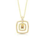 Ketting met hanger - 18 karaat Geel goud - 0.68ct. tw. Geel, Sieraden, Tassen en Uiterlijk, Antieke sieraden