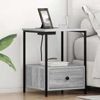 vidaXL Nachtkastje met Oplaadstation Grijs sonoma Bewerkt, Huis en Inrichting, Slaapkamer | Nachtkastjes, Minder dan 45 cm, Verzenden