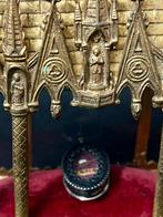 Reliekhouder - Glas, Textiel, Goud metaal - 1850-1900 -