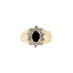 Gouden vintage entourage ring met saffier en diamant 14 kt, Ophalen of Verzenden, Nieuw