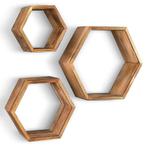 IvoQ Set van 3 Houten Hexagon Wandplanken, Verzenden, Nieuw