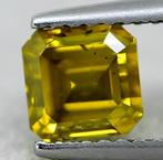 Diamant - 1.18 ct - Smaragd - Fancy Deep Greyish Yellow - P1