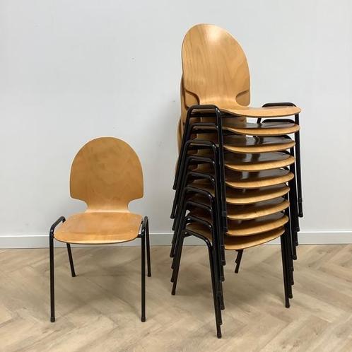 Tweedehands Complete set van 10 stuks kantinestoelen /, Huis en Inrichting, Stoelen, Vijf, Zes of meer stoelen, Zwart, Gebruikt