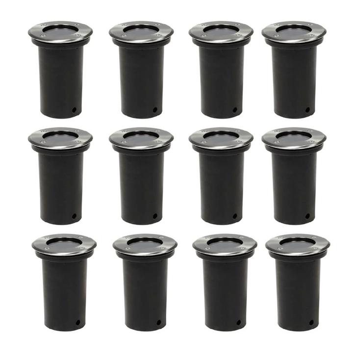 vidaXL Grondspots voor buiten 12 stuks rond, Tuin en Terras, Buitenverlichting, Spots, Nieuw, Rvs, Verzenden