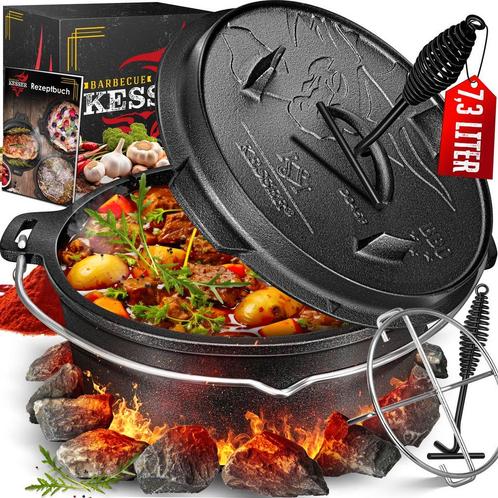 KESSER® Dutch Oven Set - 7,3L - Vuurpan - Stoofpan - Gietijz, Caravans en Kamperen, Tentaccessoires, Nieuw, Verzenden
