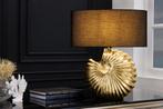 Design tafellamp SHELL 60cm goud zwart metalen stoffen kap, Huis en Inrichting, Lampen | Tafellampen, Nieuw, Ophalen of Verzenden