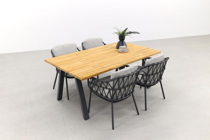 Taste Barista Antraciet/Ambassador 180x100 cm. tuinset - 5, Tuin en Terras, Tuinsets en Loungesets, Tuinset, Nieuw, Hout, Verzenden