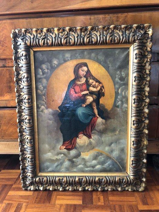 Scuola Italiana (XVIII), Da Raffaello - Madonna di Foligno, Antiek en Kunst, Kunst | Schilderijen | Klassiek