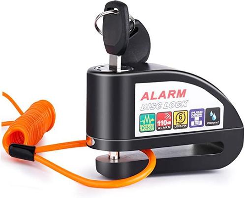 VINZ Elbroes Alarm Schijfremslot 6mm - Zwart, Motoren, Accessoires | Sloten, Verzenden