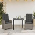 vidaXL 3-delige Tuinset met kussens poly rattan grijs, 2 zitplaatsen, Nieuw, Tuinset, Verzenden