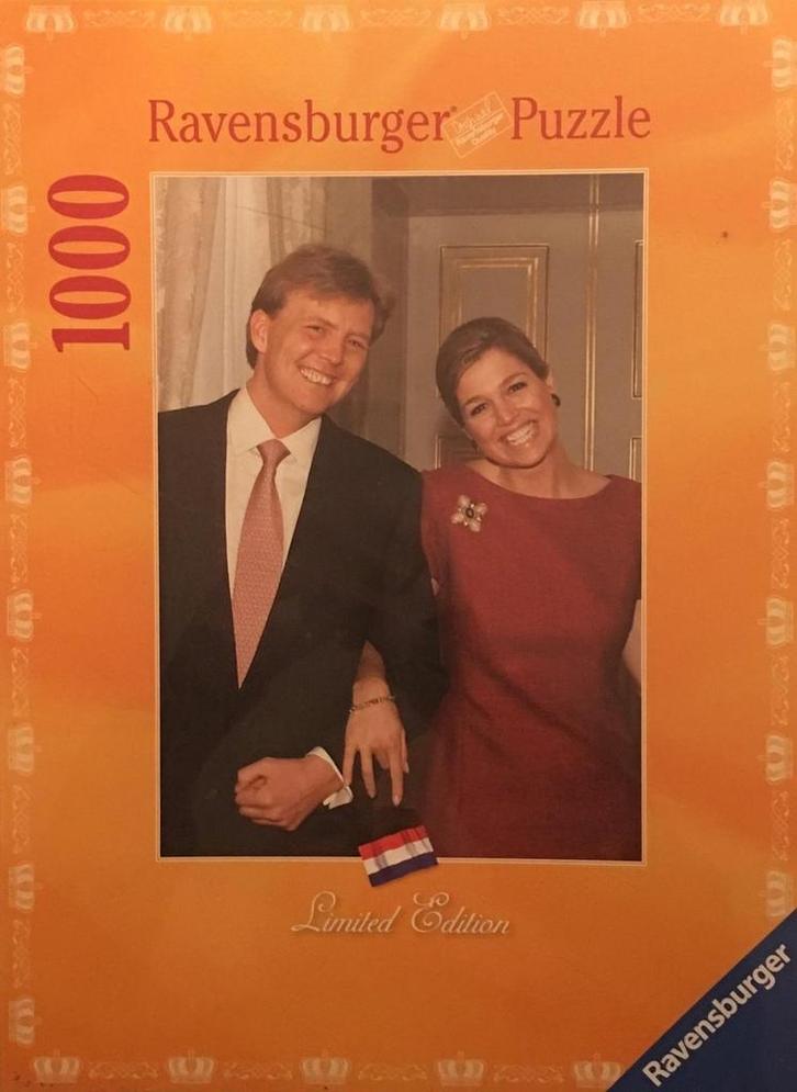 Ravensburger Puzzel Willem Alexander en Maxima 1000 Stukjes, Hobby en Vrije tijd, Denksport en Puzzels, Nieuw, Verzenden