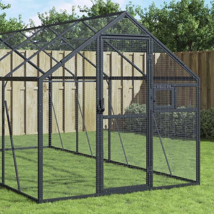 vidaXL Volière 1,79x4x1,85 m aluminium antracietkleurig, Dieren en Toebehoren, Overige Dieren-accessoires, Nieuw, Verzenden