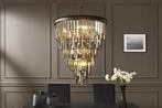 Luxe Kroonluchter CRYSTAL 50cm Grijs met Glazen Prismas, Huis en Inrichting, Lampen | Kroonluchters, Ophalen of Verzenden, Nieuw
