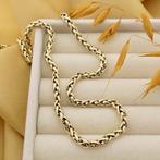 Gouden vossenstaart schakelcollier (Ketting), Sieraden, Tassen en Uiterlijk, Kettingen, Ophalen of Verzenden, Gebruikt, Overige kleuren