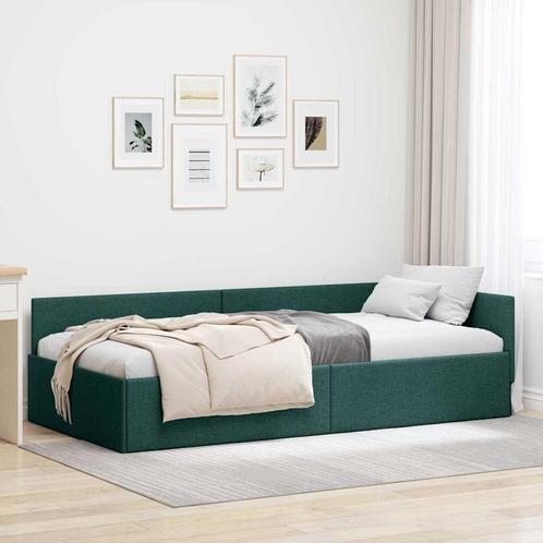 vidaXL Hoekbedframe met hoofdeinde Donkergroen 90 x 200 cm, Huis en Inrichting, Slaapkamer | Bedden, Groen, Nieuw, Verzenden