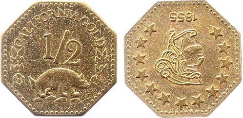 California goud 1855 ca Vz, Usa, 1/2 Dollar Coronet Kopf..., Postzegels en Munten, Munten en Bankbiljetten | Toebehoren, Verzenden