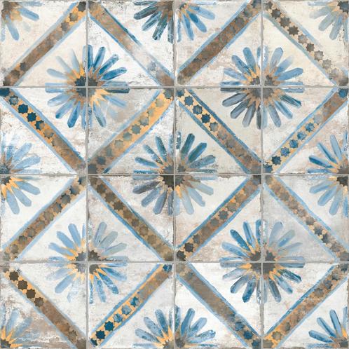Vintage vloertegel / wandtegel fs marrakech bleu 45x45cm 4, Doe-het-zelf en Verbouw, Tegels, Vloertegels, Nieuw, 10 m² of meer