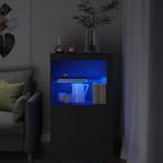 vidaXL Bijzetkast met LED-verlichting bewerkt hout zwart, Verzenden, Nieuw