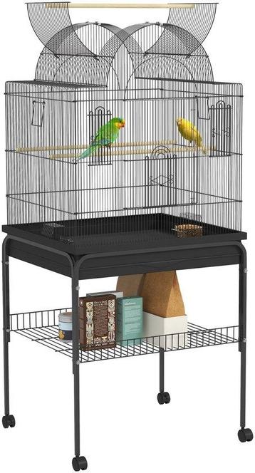 PawHut vogelkooi - met lade - voederbak en plank - zwart beschikbaar voor biedingen